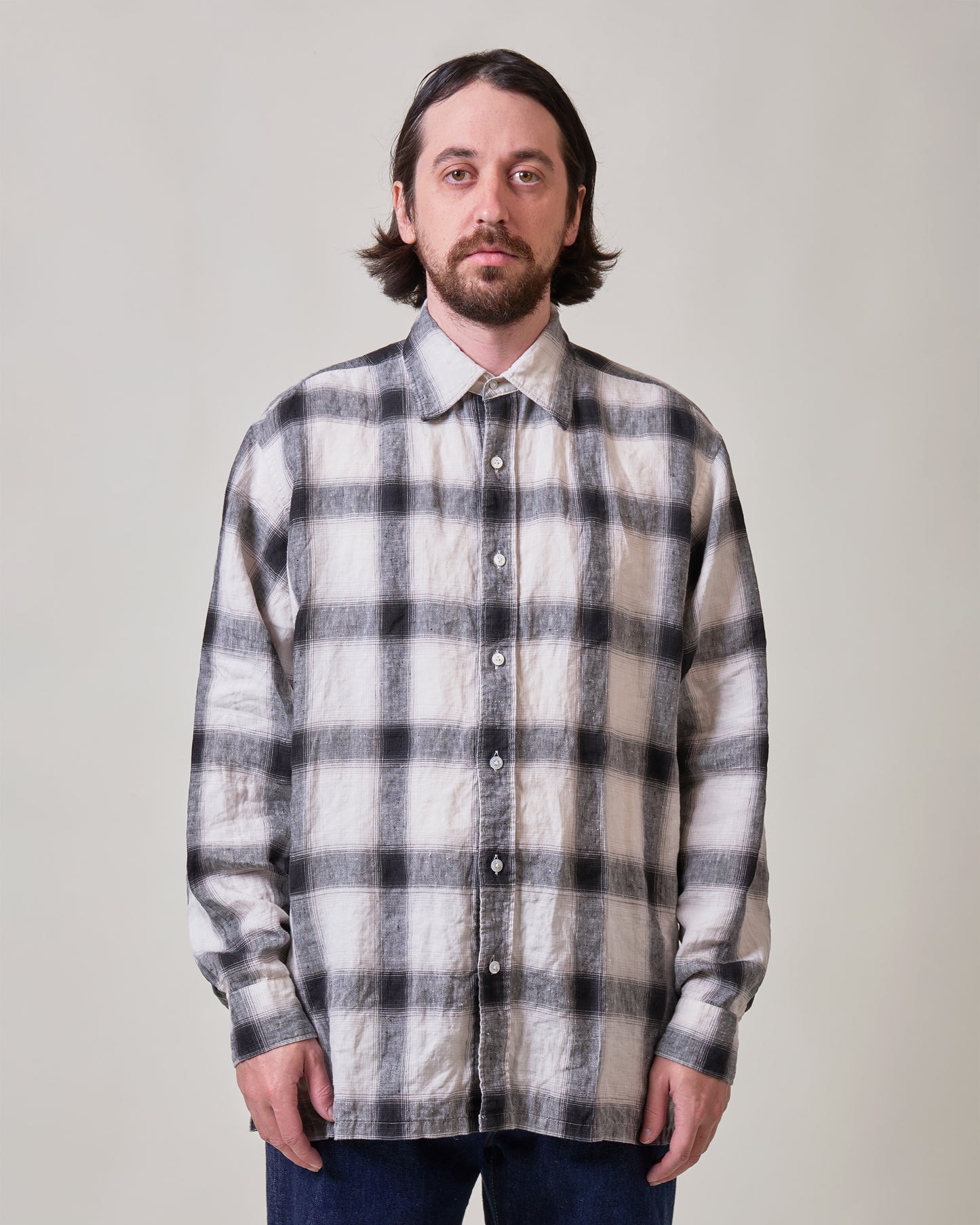 Linen Ombre check shirt