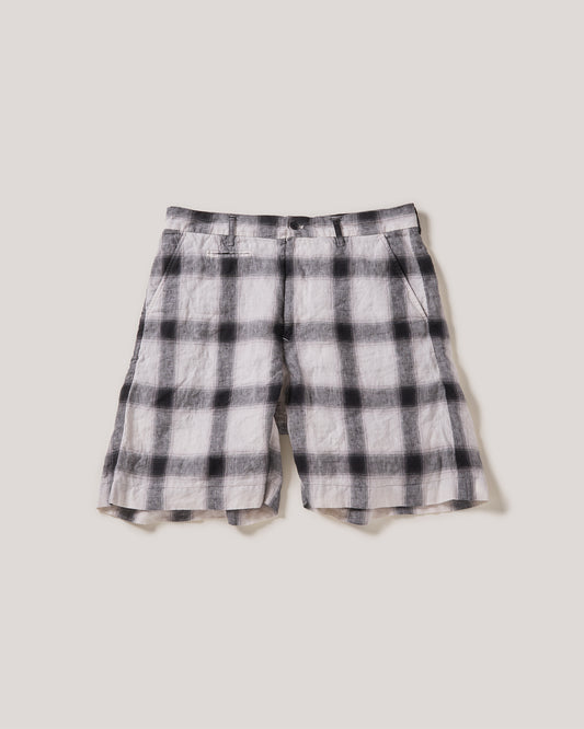 Linen Ombre check shorts