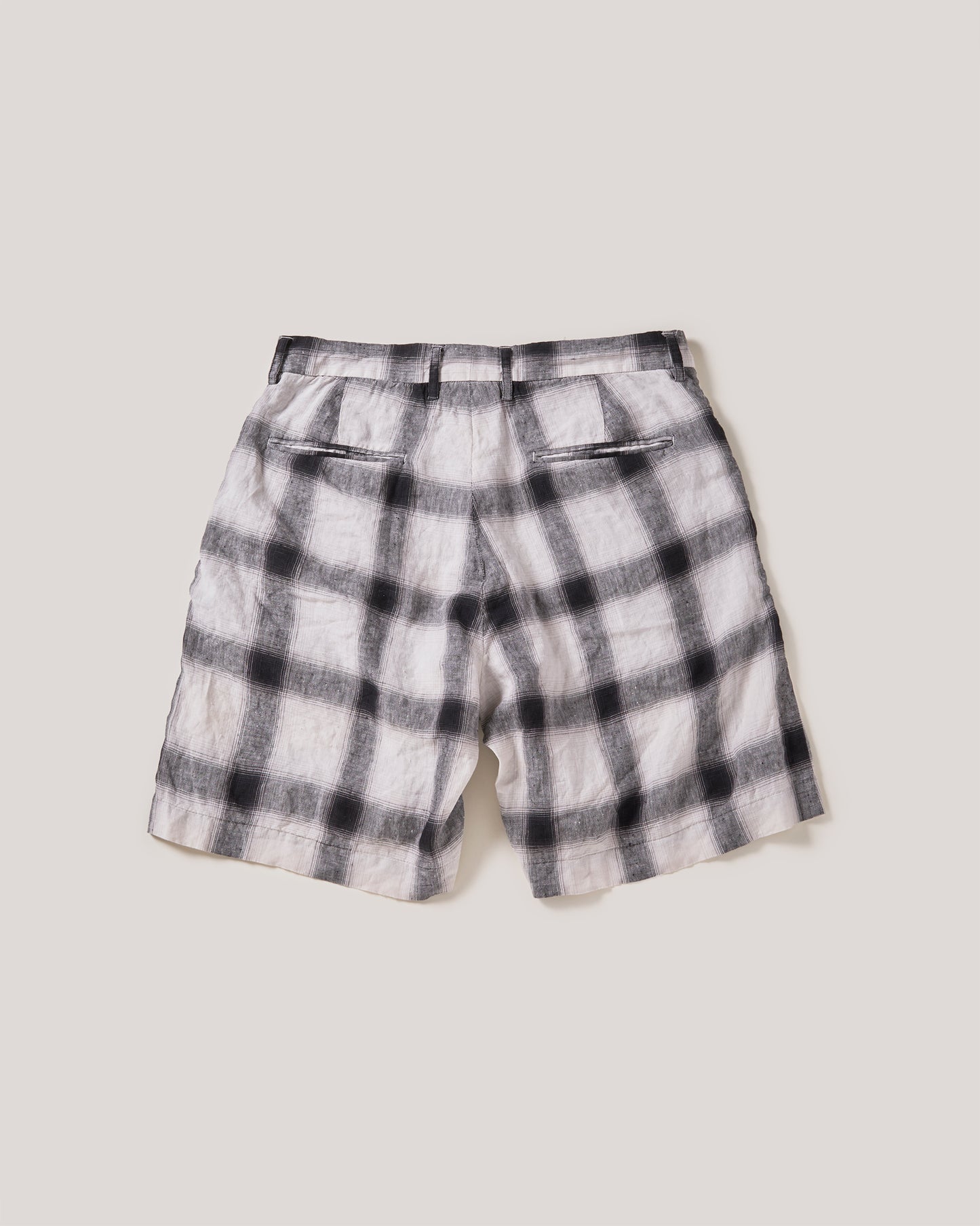 Linen Ombre check shorts